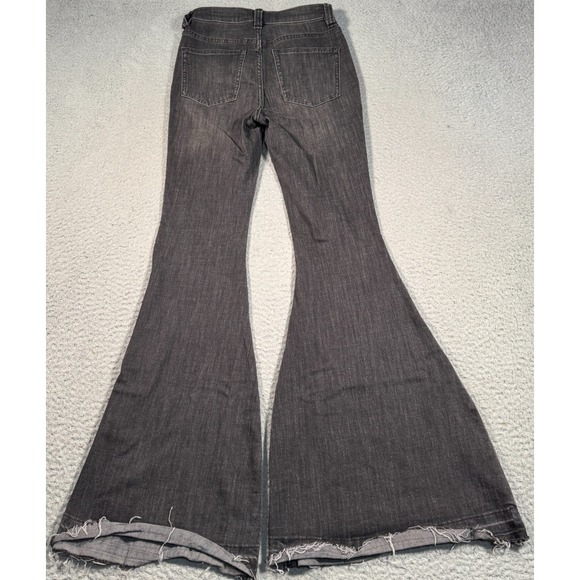 Free People Jeans Womens 24x31 Black Cotton Denim Flared Leg Raw Hem We the Free - Picture 2 of 9